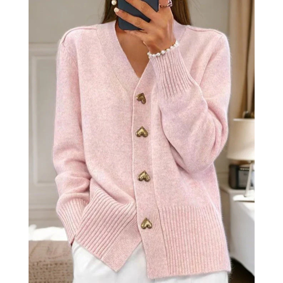 Liora – Miękki kardigan z guzikami w kształcie serc