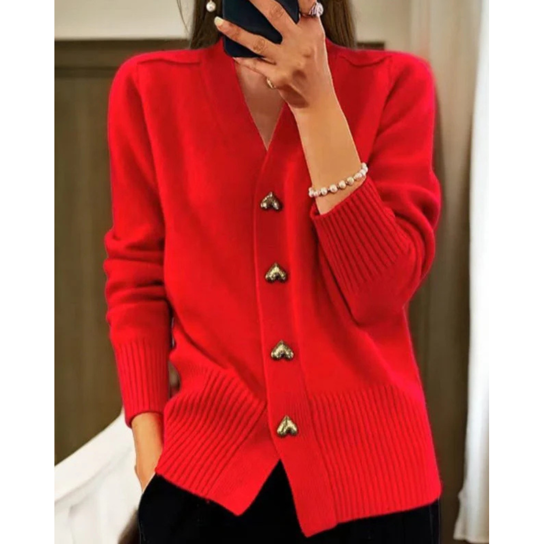 Liora – Miękki kardigan z guzikami w kształcie serc